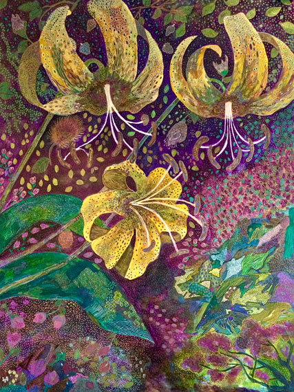 Tallulah Nunez indian ink watercolour art, lillies